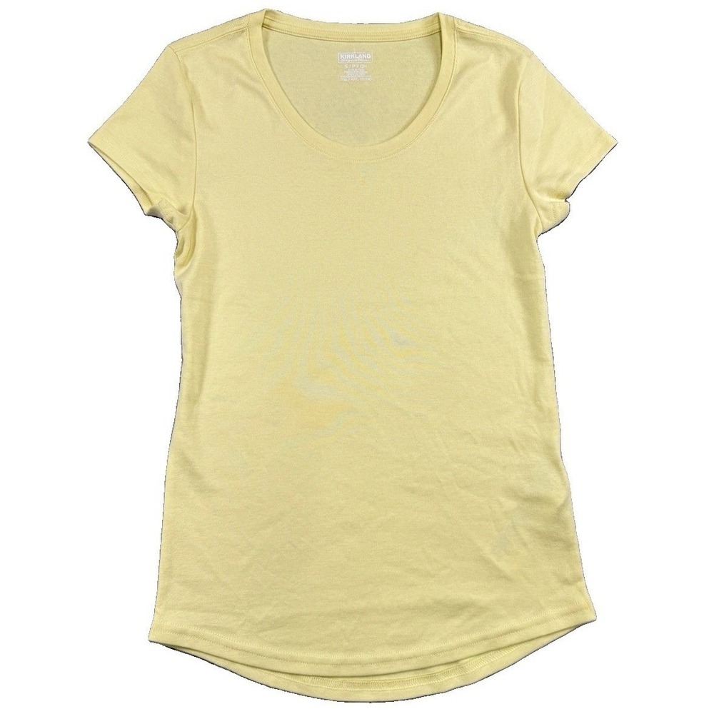 Kirkland Signature Butter Yellow Scoop Neck 100% Pima Cotton T-Shirt Sm Preppy